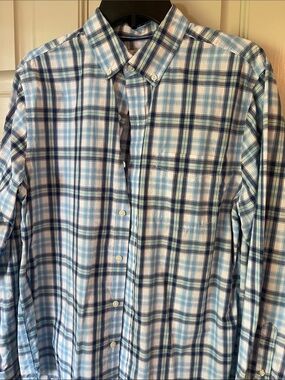 croft & barrow Light Blue and Navy Plaid Button-Down Shirt